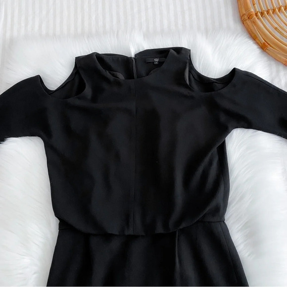 Tibi Savanna Cut Out Shoulder Mini Dress Black Cold Shoulders Sheath 2 - Picture 11 of 16